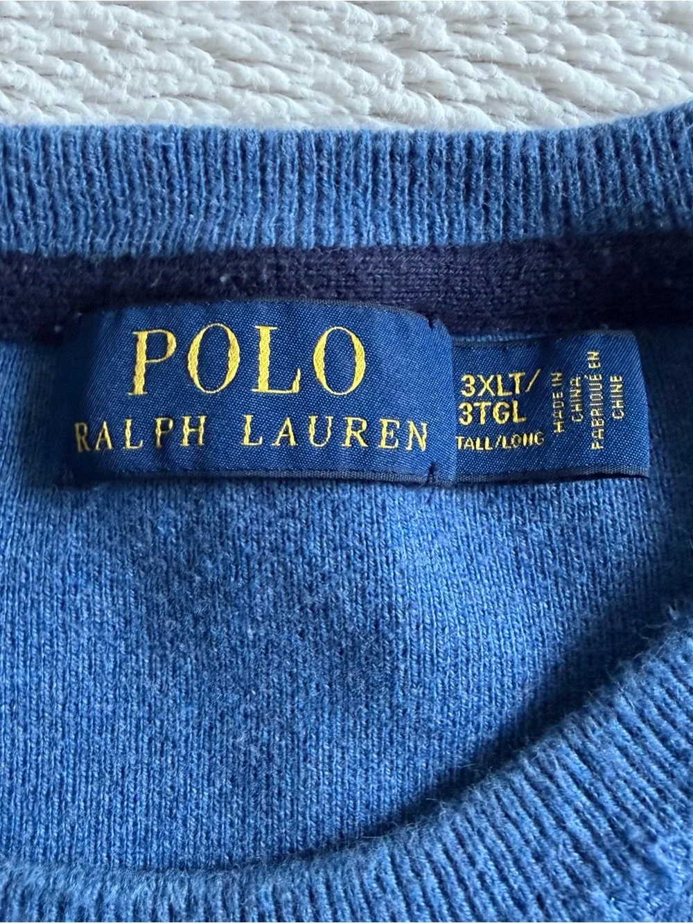 Polo Ralph Lauren Cotton Sweater Men's Size 3XL Blue Crewneck Pony Logo Knit